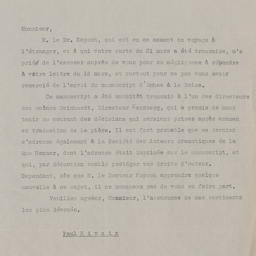 Paul nivoix brief komödie - paul,