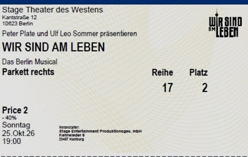 Tickets wir sind leben - 2,